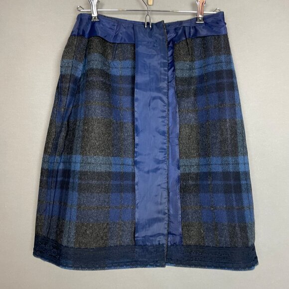 Vintage 70s Pendleton Skirt One of a Kind Handmade Plaid Blue Gray Mini Women - Picture 9 of 11